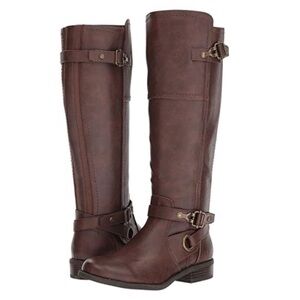 G By Guess Harvest Dark Brown Tall Riding Boot Buckle Equestrian 6 Ridder Boho
